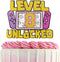 Girls Level 8 Unlocked Cake Topper, Glitter Gaming 8th Birthday Decoration, Video Game Theme Party Favor