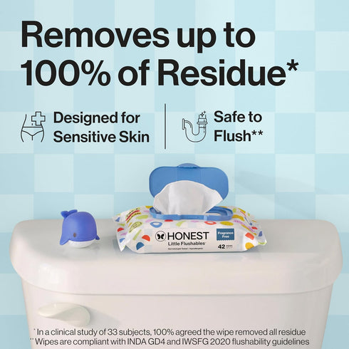 126 Count The Honest Company Toddler Hypoallergenic Flushable Wipes