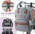 Diaper Bag Backpack, Grey Travel Essentials Tote Bag, Multi-Function Waterproof Backpack with Stroller Straps &