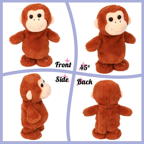Hopearl Talking Singing Monkey, Walking Electric Interactive Plush Toy that Repeats What You Say, Gifts for Toddlers