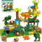 JIXIn Dinosaur Marble Runs for Kids 4-8, Compatible with DUPLO Lego Sets, 125 PCS Classic Big Blocks STEM Toys for Age