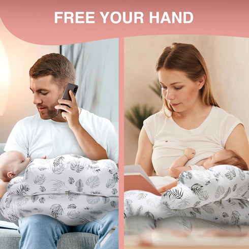 PILLANI Nursing Pillow for Breastfeeding, Breastfeeding Pillows for Mom Support & Baby Comfort, Removable Cotton Cover