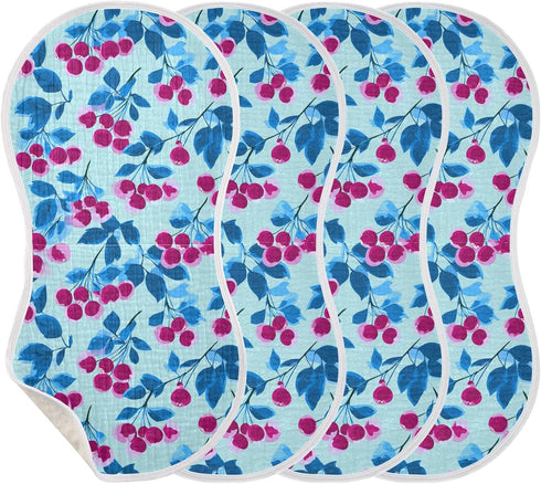 decor gift 4 Pack 22x11in Cotton Muslin Burp Cloths Large Good Absorbent? Funny Berry Blue Magenta spit up Rags