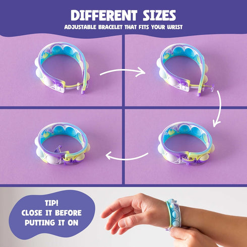 Pack 30 BONNYCO Pop It Bracelets and Keychains Kids Party Favors. Goodie Bags Stuffers for Kids, Fidget Toys Pop Its