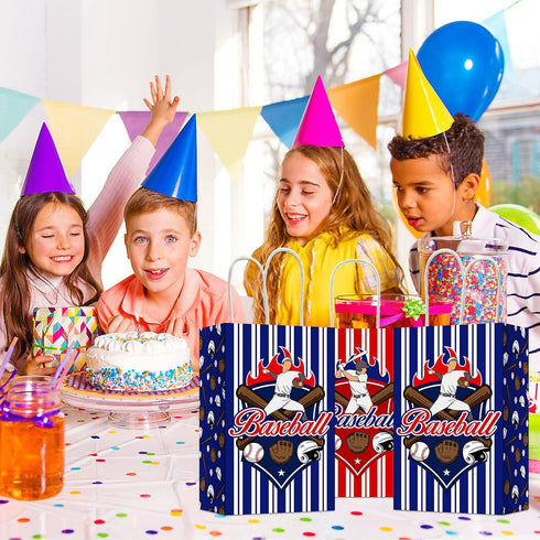chiazllta 12 Pcs Baseball Party Treat Bags, Kids Boys Girls Gift Candy Goodie Snack Favor Bags for Sports Game