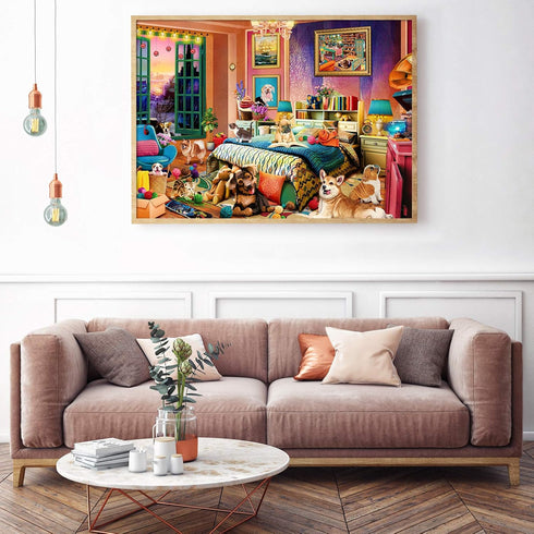 HUADADA Jigsaw Puzzles for Adults - 1000 Pieces Pets Room - Perfectly Interlock - Home Decor Gift