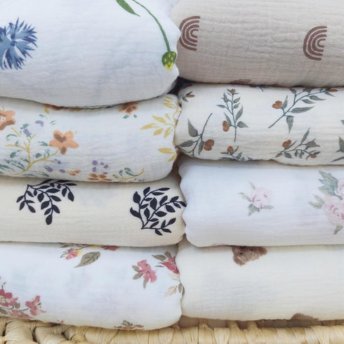 47" x40, insular Cotton Muslin Baby Blanket with Tassel, Boho Bohemian Muslin Swaddle Blanket Baby Receiving Blanket