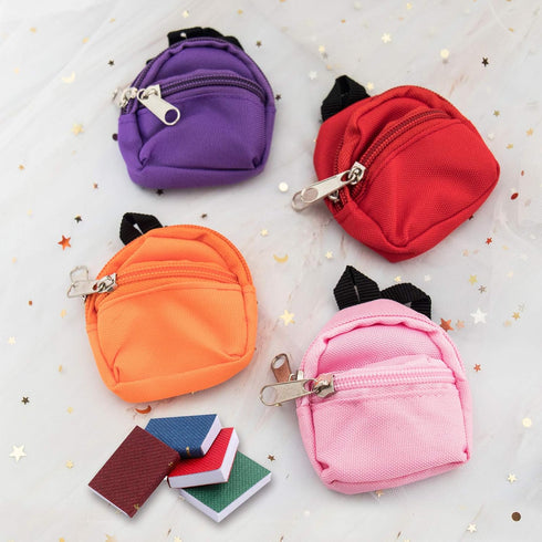 SOTOGO 31 Pieces Doll Accessories, 10 Mini Doll Backpacks, Cute Zipper Bags & 21 Miniature Doll Books