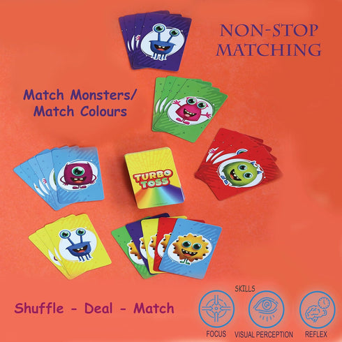 Turbo Toss Card Game by Trunkworks | Non Stop Matching Card Game for Kids ages 4 and up | Develops Focus, Fast Reflex, Visual Discrimination | Family Travel Games for 4, 5, 6, 7 years Boys and Girls