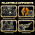HJPLPXH 1277 Set Pcs Mechanical Dilophosaurus Building Blocks Steampunk Dinosaur Model with LED Eyes and Manual Linkage