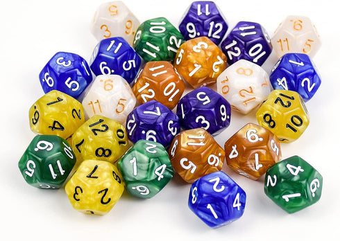 Thyores 24 12 Set Pieces Sided Game Dice Polyhedral Dice for DND RPG MTG and Other Table Games Mixed Color