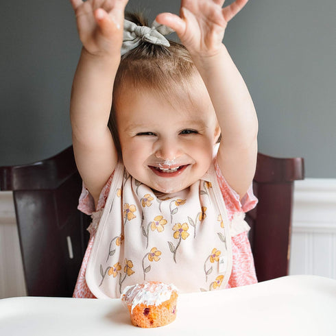 Bibs, 5-Pack Lap-Shoulder Drool Cloths, 100% Organic Cotton with Absorbent Terry Towel Backing (Tossed Succulents)