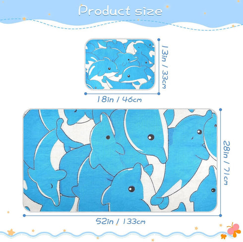 SyXIOP 28" 52" Cute Cartoon Dolphin Cooling Baby Crib Mattress x Ultra Soft Training Pads for Kids, Adult