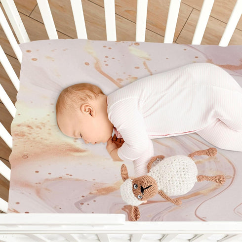 Qilmy 27 39 Gold Marble Fitted Crib Sheet for Girls and Boys, Soft Breathable Baby Crib Sheets for Standard Crib
