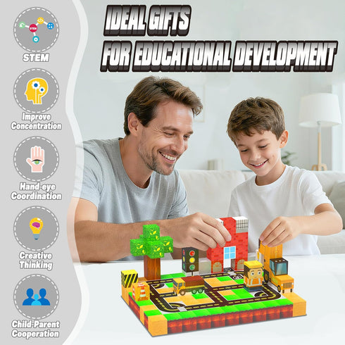 138PCS Set, 3 4 5 6 7 8-12 Magnetic Blocks - Magnetic Building Blocks Magnet Block Cubes Construction STEM Montessori