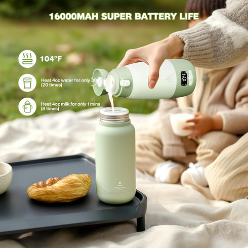 Snidomn 17.8oz 2-Min Portable Bottle Warmer for Travel, Baby Bottle Warmer for Breastmilk & Formula, Fast Heating