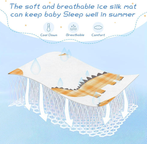 SyXIOP 28" 52" Orange Plaid Cute Dino Cooling Baby Crib Mattress x Breathable Crib Padding for Baby&Toddler