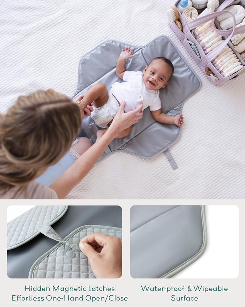 Lily Miles Baby Changing Pad Portable, Diaper Changing Mat with Magnetic Latches, Travel Pad for Diaper Bag, Baby