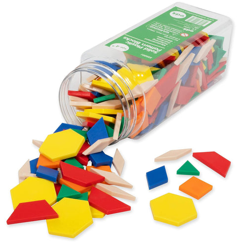 edxeducation Plastic Pattern Blocks - Set of 250 for Early Geometry Skills, Math Manipulative for Ages 4+