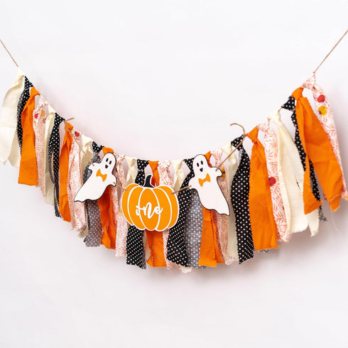 1st Pumpkin Spooky One High Chair Banner - Halloween Ghost Birthday Highchair Banner, Little Ghost First Birthday Party