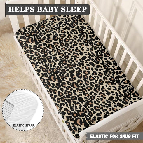 Streeyiu 52x28x8 Brown Leopard Baby Crib Sheets for Boys Girls Animal Print Fitted Crib Sheet for Standard Crib