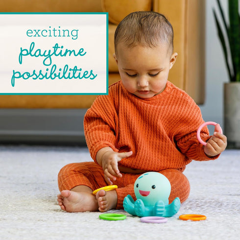 Infantino Light Up Ring Catcher - Illuminating Octopus with Five Tossing Rings for Motor Skills in Babies & Toddlers
