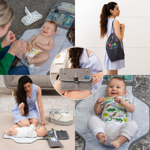 Portable Changing Pad - Waterproof Diaper Changing Mat - Foldable Diaper Changing Clutch Kit