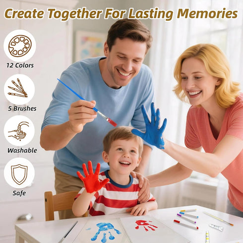 MLDWRONGYAOZ 4 12 Colors&12 Family Handprint Frame Kit for with Paint Pens,Fun DIY Craft Art Print Handprint Keepsake