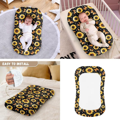 Sarogrorin Sunflower Butterfly Baby Infant Lounger Cover Breathable & Portable Infant Lounger Case Nursing Pillow Cover