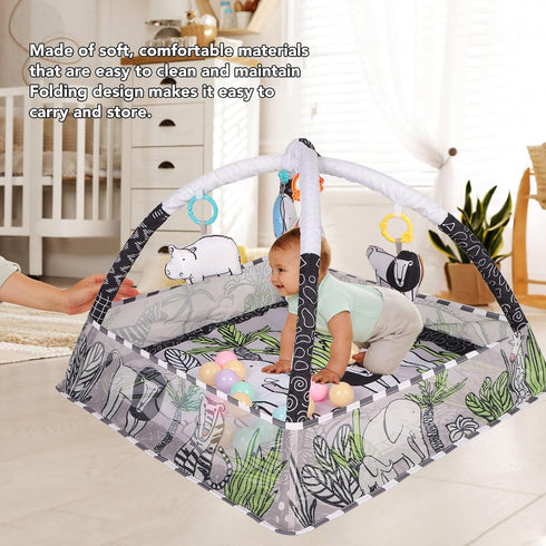 Sunisfa Cozy Baby Gym Play Mat, Activity Mat with Folding Design for Home, Portable Play Mat with Safe Material