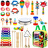 Kids Musical Instruments, 33Pcs 18 Types Wooden Percussion Instruments, Early Learning Musical Toy for Boys and Girls