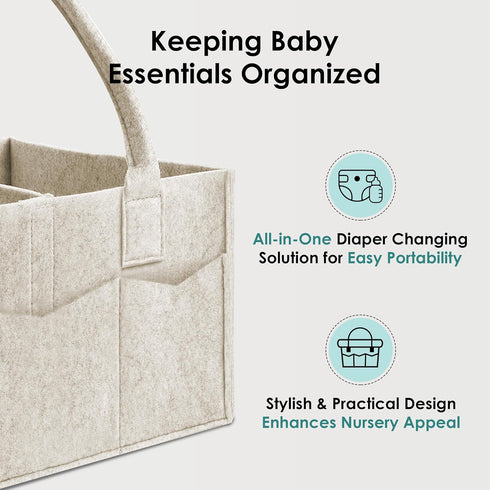 2-Pack Set HIPHOP PANDA Diaper Caddy Organizer - Nursery Storage Bin & Car Organizer for Diapers, Wipes, and Baby