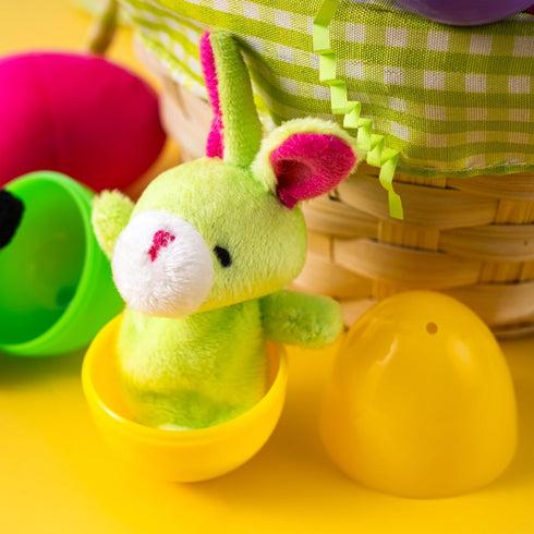 36 JOYIN Pcs Pre-Filled Easter Eggs Filled with Animal Finger Puppets for Kids Toddlers Easter Egg Hunt, Basket