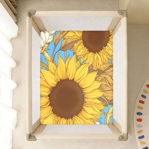 Bseiialft 52 28 Yellow Sunflowers Floral Crib Sheets for Boys Girls Soft and Breathable Cotton Baby Sheets for Standard