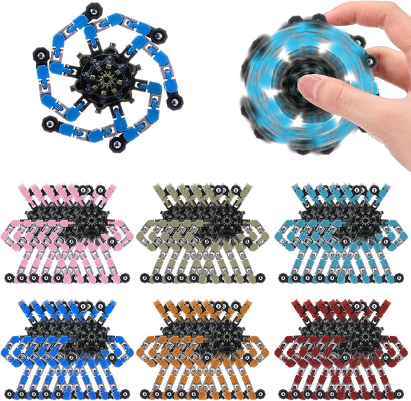 Foilswirl 6 Pcs Funny Sensory Fidget Toy Bulk for Kids Transformable Chain Robot