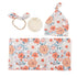 Set Cozy 1) Vibrant Floral Print Newborn Swaddle Blanket with Hat and Headband, and Breathable, for Boys and Girls