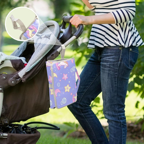 SyXIOP Cute Cartoon Rocking Horse Star Purple Peach Reusable Changing Table pad with Tissue Pocket Diaper Changing pad