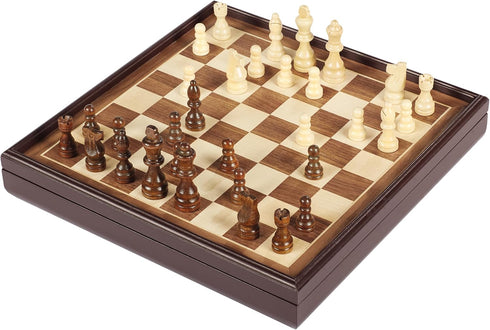 Classic Legacy Deluxe Chess & Checkers Set for 2 Players | Includes Folding Board & Solid Wood Pieces | Ages 8+