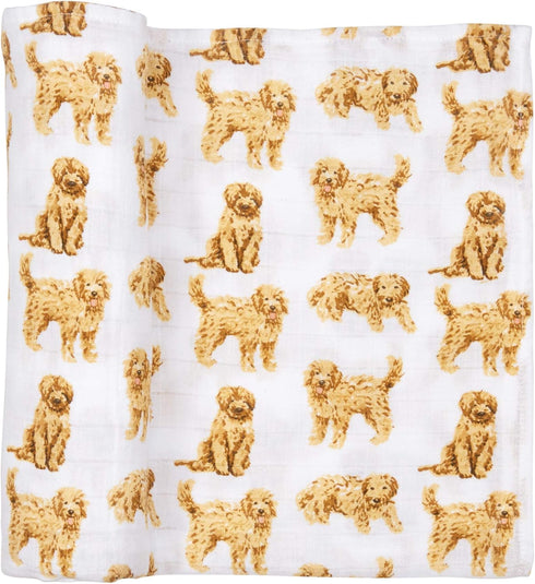 Mud Pie Golden Doodle Print Baby Swaddle Blanket, 47" x 47"