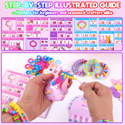 6+ 1200+ DIY Bracelet Making Kit for Kids Age Years Old, Kids Art and Craft Kit, Colorful Hair Ties Rubber Band