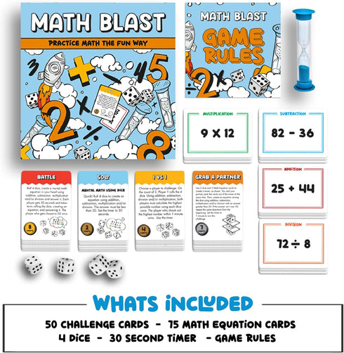 Math Blast! Math Game for Kids 8-12 & Over - Fun Educational Game for Home or Classroom Practice