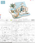 3D Wooden House Puzzles for Adults, Bali Island Cottage Building Model, 6.6" × 6.1" × 3.5", Laser Engraving, No Tools