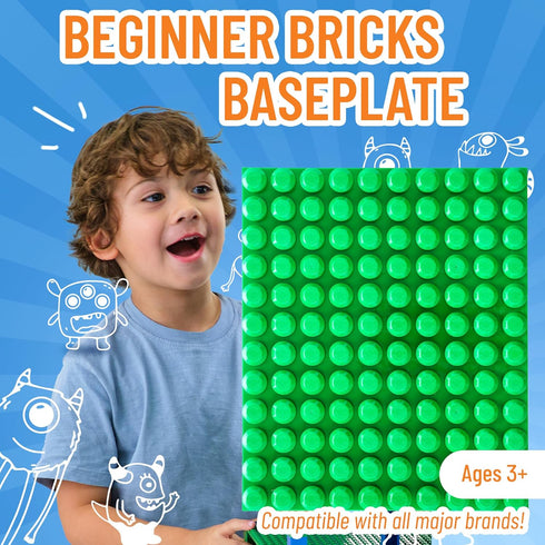 12.5 15 inches Strictly Briks Mega Toy Building Block Baseplate, Beginner Bricks Stackable Plate, Large Pegs