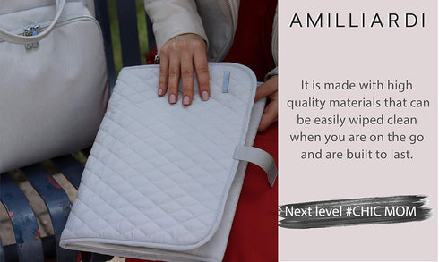 Portable Diaper Changing Pad Stylish & Chic by AMILLIARDI for Travel w/Baby, Infant & Newborn, Changing Mat Portable