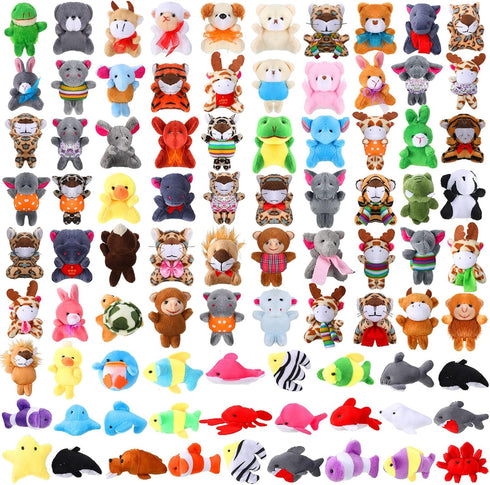 Zhanmai 100 Pcs Mini Plush Stuffed Animal Bulk, Small Animal Toys for Keychain Decoration, Party Favors
