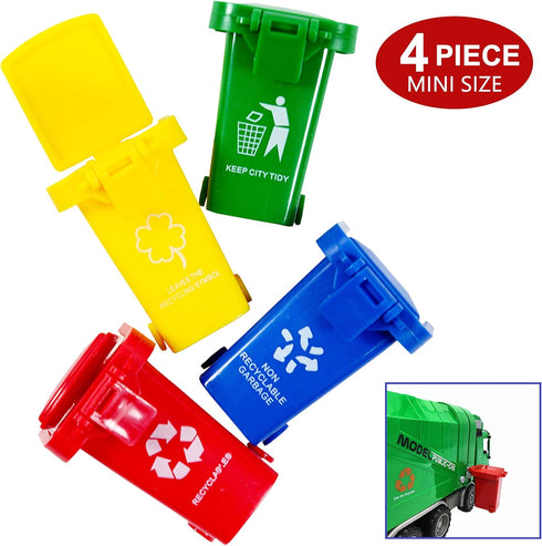 Nunkitoy (2 Inches) Mini Size Trash Can Toy,Garbage Truck's Trash Cans, Mini Curbside Vehicle Garbage Bin Trashcan