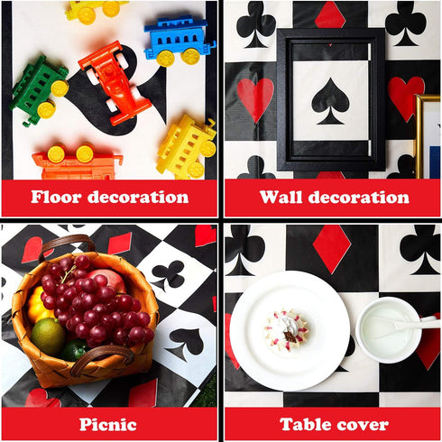 2 Pieces Poker Tablecloth | Casino Theme Party Decorations | Las Vegas Table Cover, 54 x 108 Inch