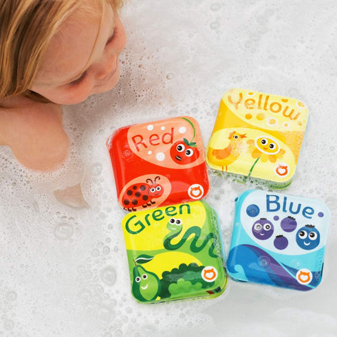 Floating Baby Bath Books BabyBibi - Kids Learning Bath Toys, Waterproof Bathtime Toys for Toddlers (Set of 4)