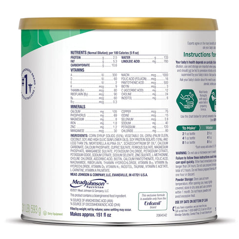 Enfamil Prosobee Plant Based Baby Formula, 20.9 Oz Can, for Sensitive Tummies, Soy-based Protein, Lactose-free, Gluten