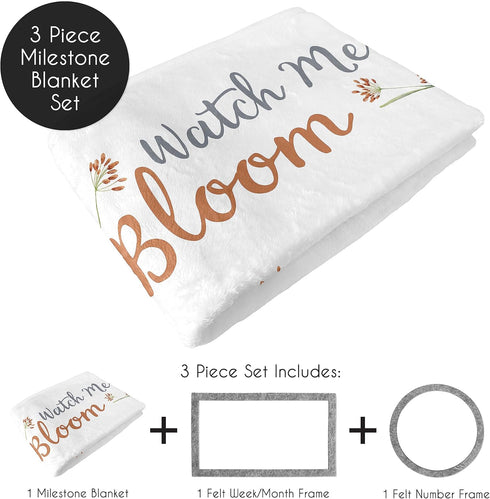 Set Sweet Jojo Designs Boho Floral Garden Flower Girl Baby Milestone Blanket Newborn Monthly First Year Photo Growth